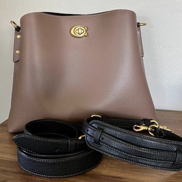 Coach Pebble Leather Willow Bucket Purse in Dark Stone - Picture 1 of 9